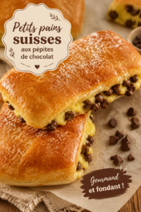 Photo de petits pains suisses aux pépites de chocolat dorés et appétissants