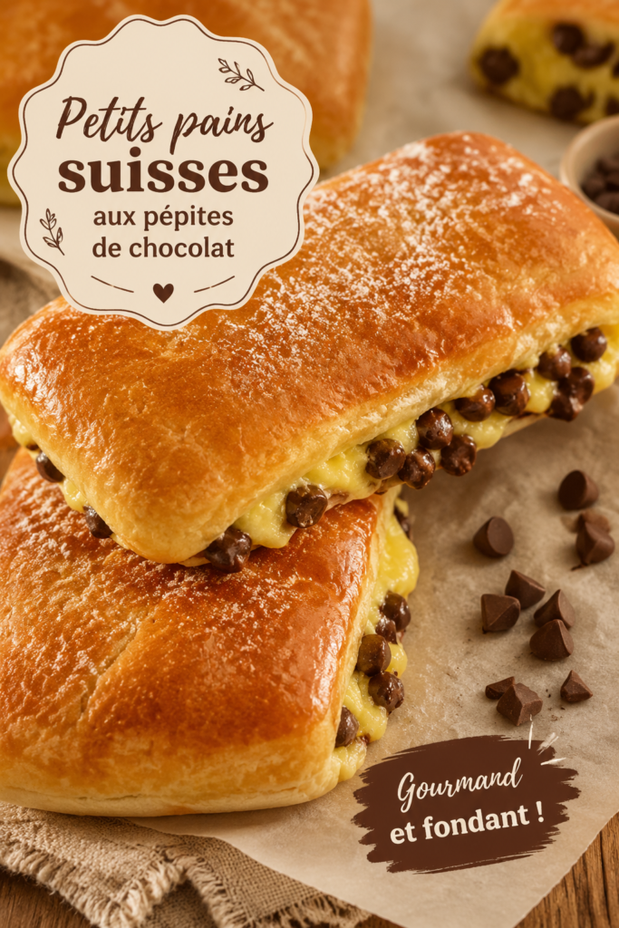 Photo de petits pains suisses aux pépites de chocolat dorés et appétissants