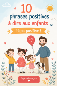 Un parent disant des phrases positives à son enfant avec un sourire.