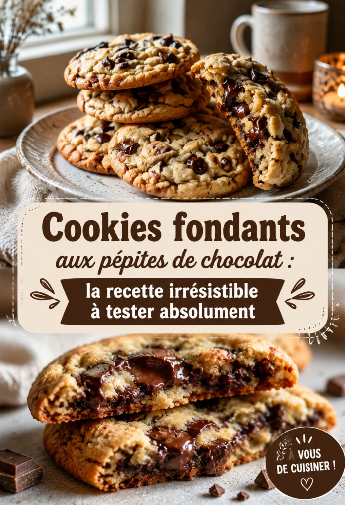 Cookies fondants aux pépites de chocolat sur une assiette