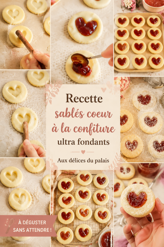Assiette de sablés cœur à la confiture, dorés et appétissants