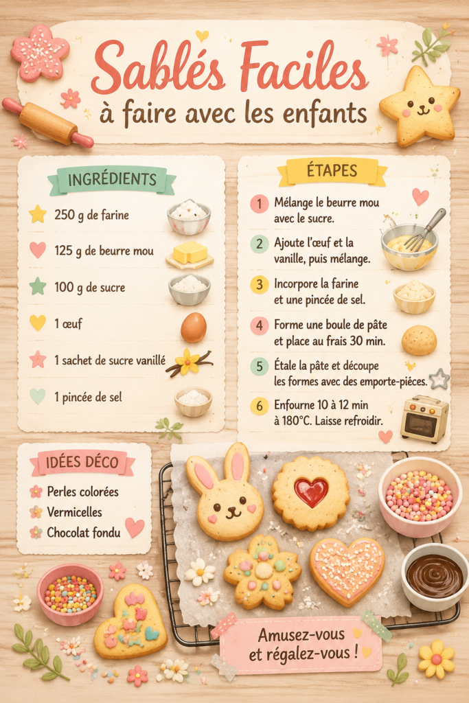 Photo de sablés croustillants préparés avec des enfants.