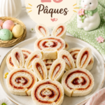 Un assortiment coloré de snacks de Pâques pour enfants, incluant des sucettes en chocolat et des fruits décorés