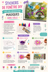 Stickers de fenêtre DIY colorés créés sans colle, embellissant un intérieur moderne.