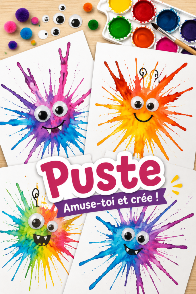 Enfants s'amusant à créer avec des yeux mobiles sur leurs œuvres d'art