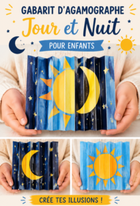 Modèle Agamographe Nuit et Jour avec dessins colorés d'un soleil et d'une lune.