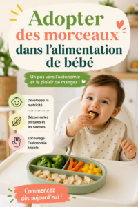 Bébé essayant de manger des morceaux de légumes sur une assiette