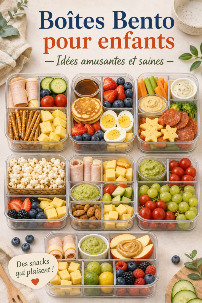 Bento box colorée avec des snacks sains pour enfants