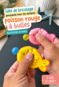Enfant en train de créer une bulle de poisson en papier, activité ludique et amusante.