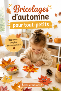 Deux enfants créant des bricolages d'automne avec des feuilles et des peintures.