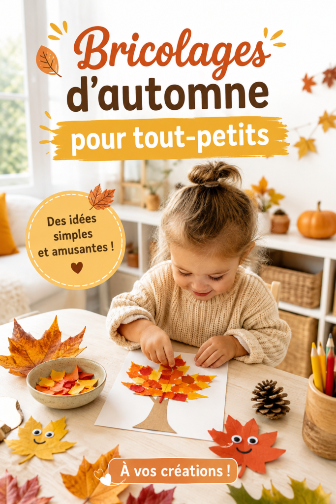 Deux enfants créant des bricolages d'automne avec des feuilles et des peintures.