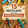 Un collage coloré de divers bricolages créatifs réalisés avec des bâtons de popsicle.