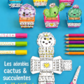 Des cactus colorés et des succulentes dans un pot, parfaits pour une décoration intérieure.