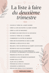 Checklist pour le deuxième trimestre de grossesse avec des conseils pratiques