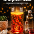 Une lampe à lave maison colorée réalisée par des enfants, parfaite pour une fête d'anniversaire.
