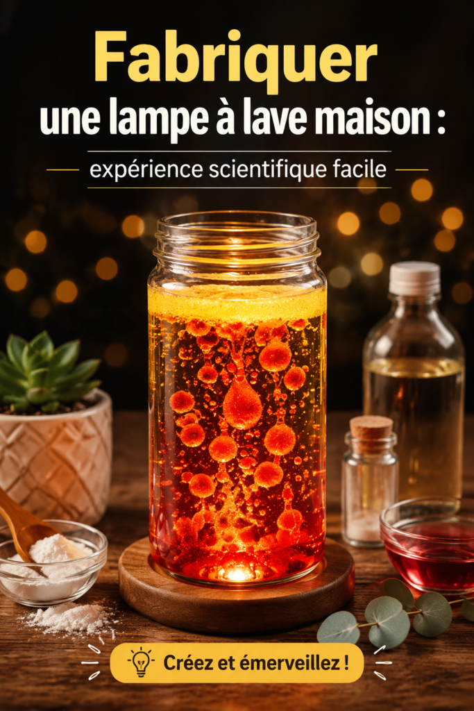 Une lampe à lave maison colorée réalisée par des enfants, parfaite pour une fête d'anniversaire.