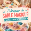Un enfant jouant avec du sable magique coloré fait maison.