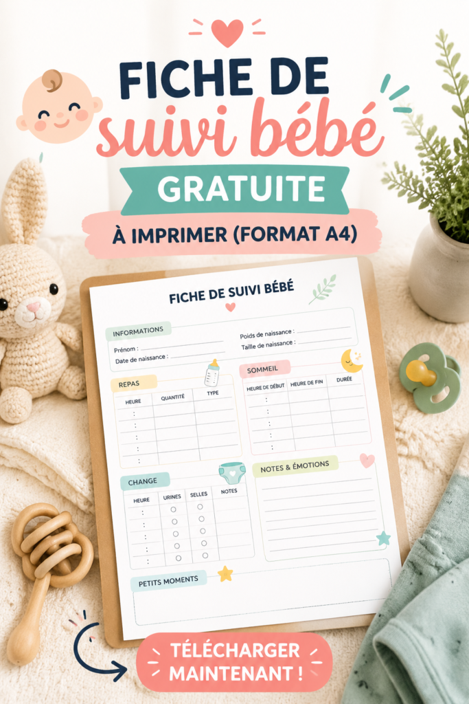 Fiche de suivi bébé à imprimer, idéale pour les parents