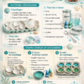 Géodes en coquillages décoratifs colorés sur une table
