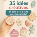 Un parent et un enfant s'amusent à créer des figurines en pâte à sel.