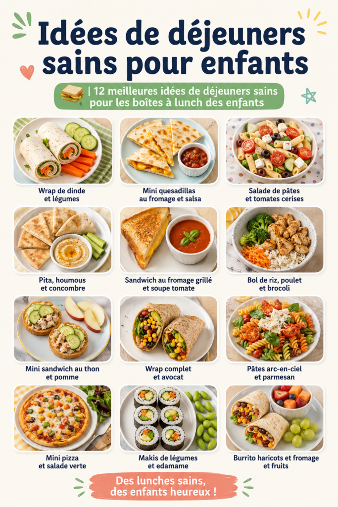 Exemple de lunchbox saine pour enfant, avec des fruits et des légumes colorés