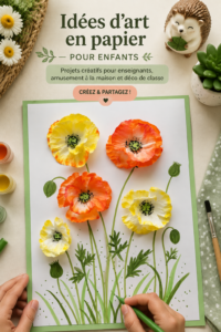 Enfants s'amusant à créer des projets en papier colorés.