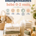Liste des indispensables pour un bébé de 0 à 2 mois, avec un trousseau complet.