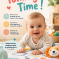 Un bébé sur le ventre en Tummy Time, développant ses muscles du cou