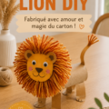Lion en carton fabriqué avec soin, un projet DIY ludique pour les enfants.