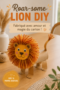 Lion en carton fabriqué avec soin, un projet DIY ludique pour les enfants.