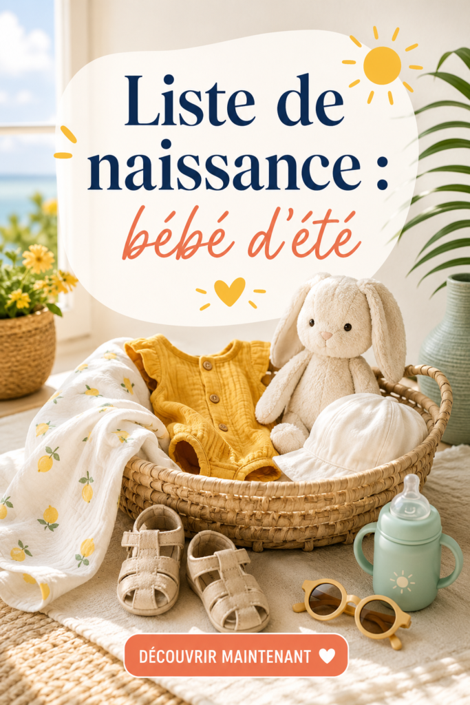 Liste de naissance pour bébé d'été avec des articles essentiels