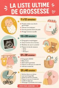 Liste ultime des choses à faire pendant la grossesse avec des illustrations de préparatifs