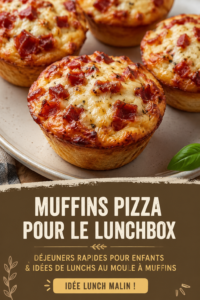 Muffins pizzas savoureux prêts à être dégustés, idéaux pour le déjeuner des enfants.