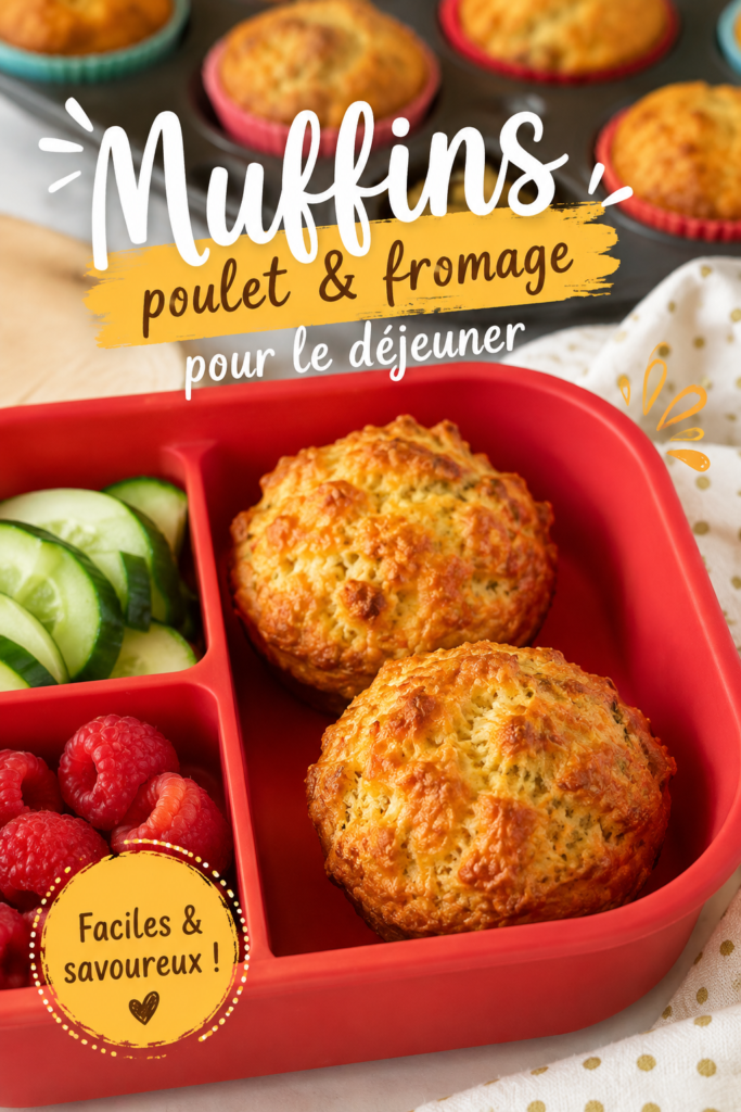 Muffins au poulet et fromage dorés dans un plat de cuisson