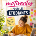 Une citation inspirante sur une page de carnet avec un fond d'étude.