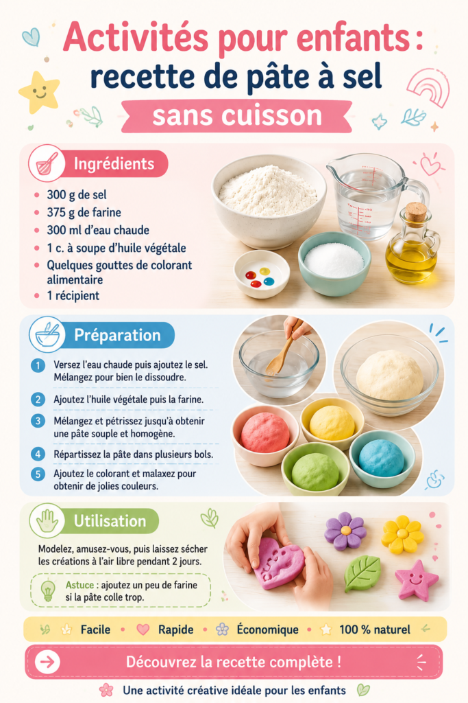 Enfants jouant avec de la pâte à sel faite maison.