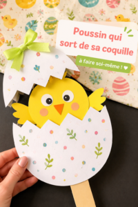 Un poussin nouveau-né sortant de sa coquille, symbole de vie et de tendresse.