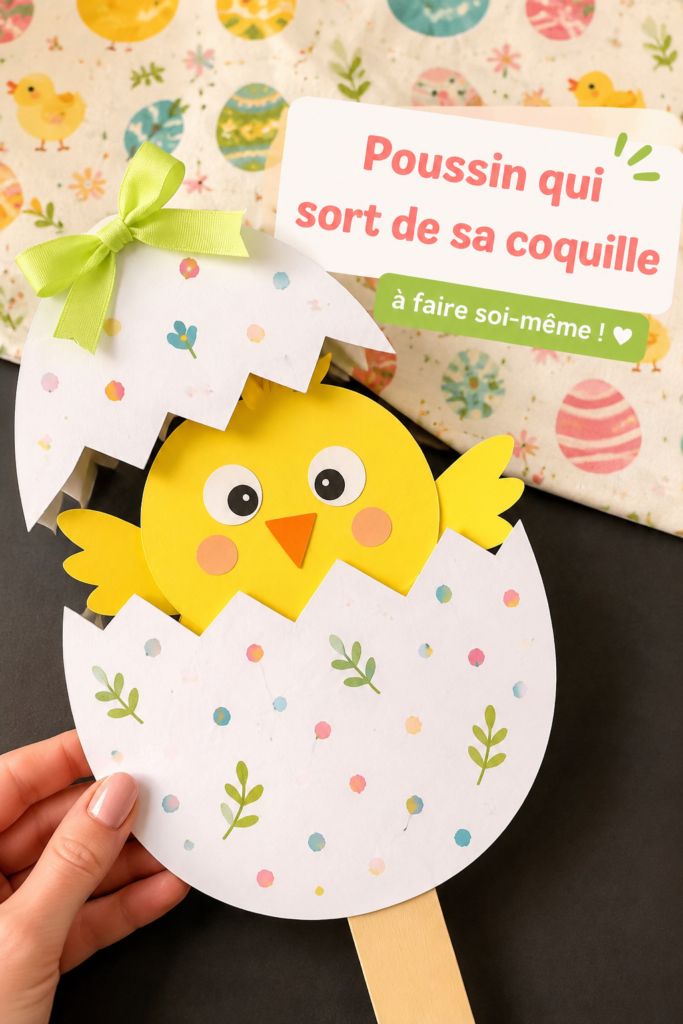 Un poussin nouveau-né sortant de sa coquille, symbole de vie et de tendresse.