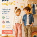 Une sélection de vêtements colorés pour enfants sur des cintres, illustrant la mode enfantine.