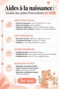 Image d'une mère avec son nouveau-né, symbolisant les aides financières à la naissance