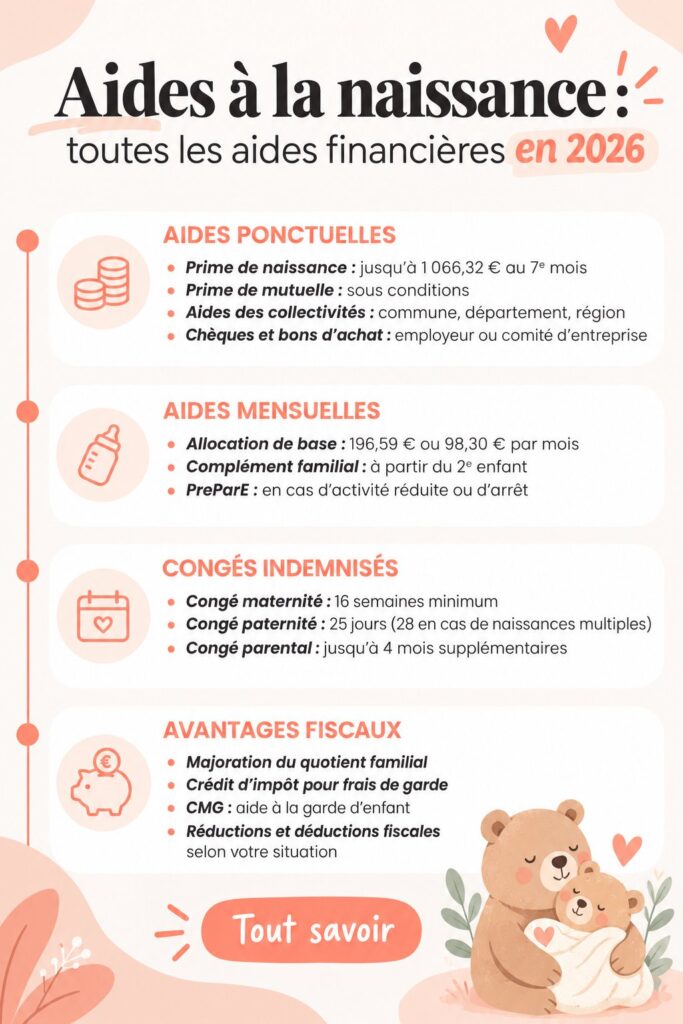Image d'une mère avec son nouveau-né, symbolisant les aides financières à la naissance