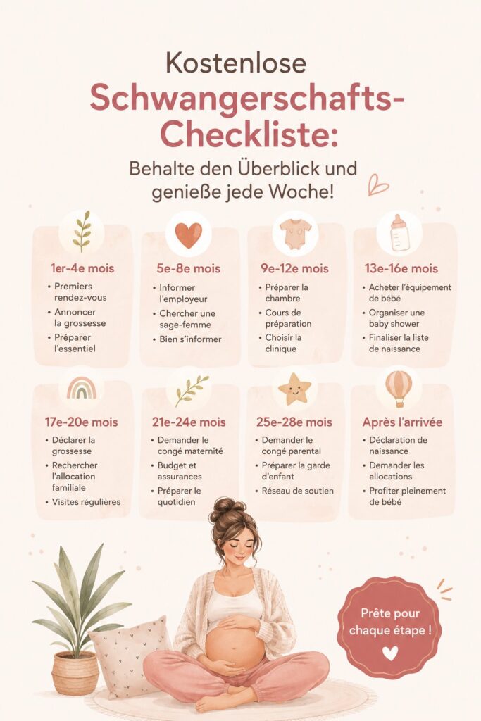 Illustration d'une checklist de grossesse, symbolisant l'organisation des futures mamans.