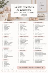 Checklist de maternité avec des articles essentiels pour les futures mamans.