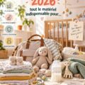 Checklist 2026 avec les indispensables pour les bébés, incluant divers articles de puériculture.