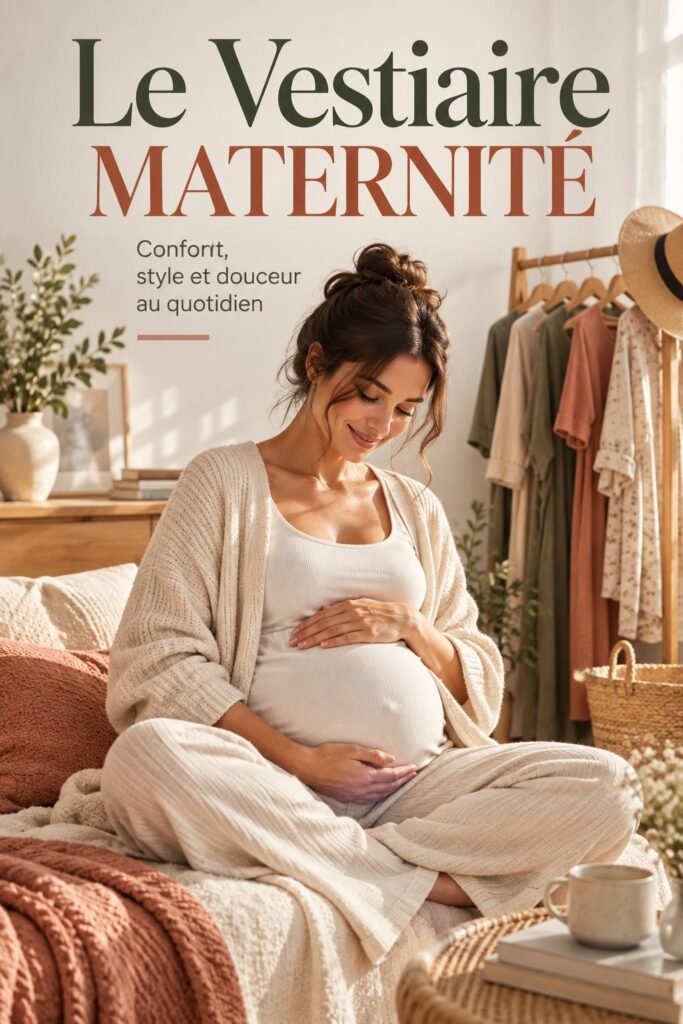Femme enceinte portée par un look décontracté et élégant en maternité