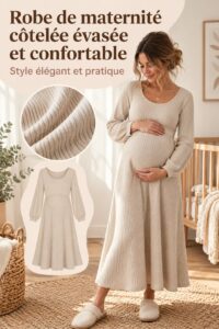 Crème de maternité sur un fond lumineux, soulignant le confort et le style pour futures mamans