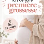 Femme enceinte durant sa première grossesse, avec un ventre arrondi et un sourire radieux.