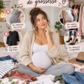 Femme enceinte essayant des vêtements de grossesse dans une boutique, mettant l'accent sur le confort et le style.