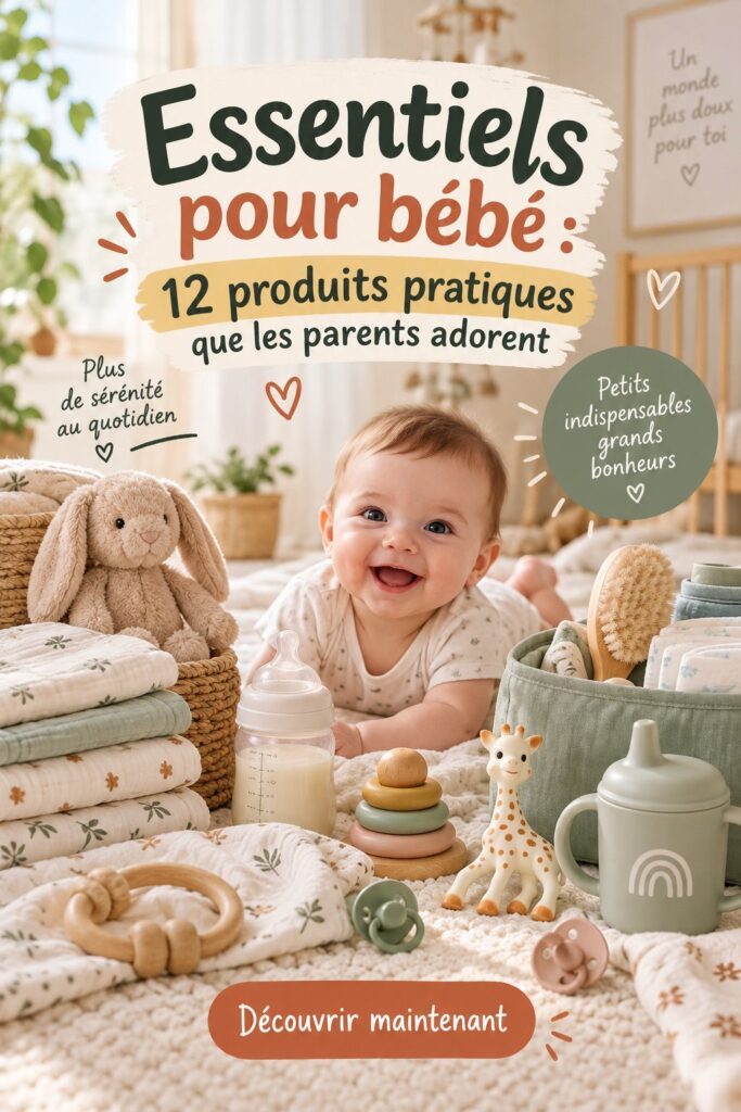 Des produits essentiels pour bébé alignés sur une table, prêts à être utilisés.