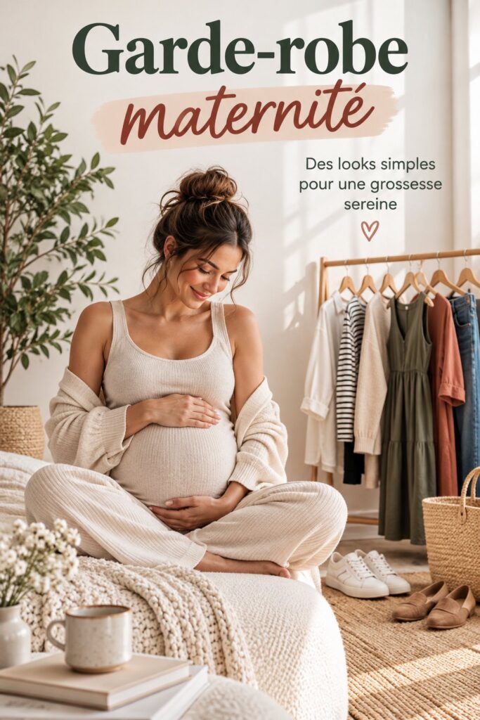 Tenues de maternité élégantes présentées dans une garde-robe capsule